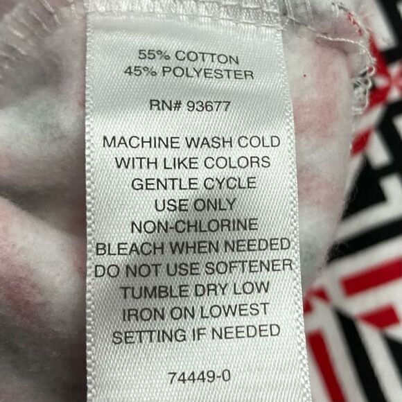 LIZ CLAIBORNE RED WHITE & Black V Neck Sweatshirt Top Size XL New With Tags - Picture 7 of 12